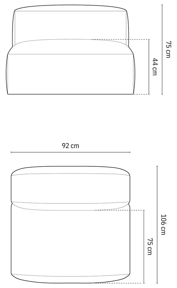 Jasnoszary moduł sofy (moduł środkowy) Martina – Micadoni Home