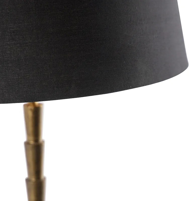 Lampa stołowa w stylu art deco brązowa z czarnym abażurem z bawełny 35 cm - Pisos ArtDeco Oswietlenie wewnetrzne