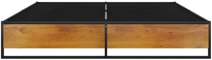 Czarne metalowe niskie łóżko małżeńskie 160x200 cm E0-K54