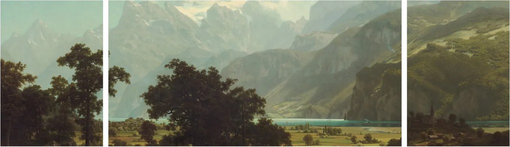 Obraz - Albert Bierstadt, Lake Lucerne, reprodukcje (170x50 cm)