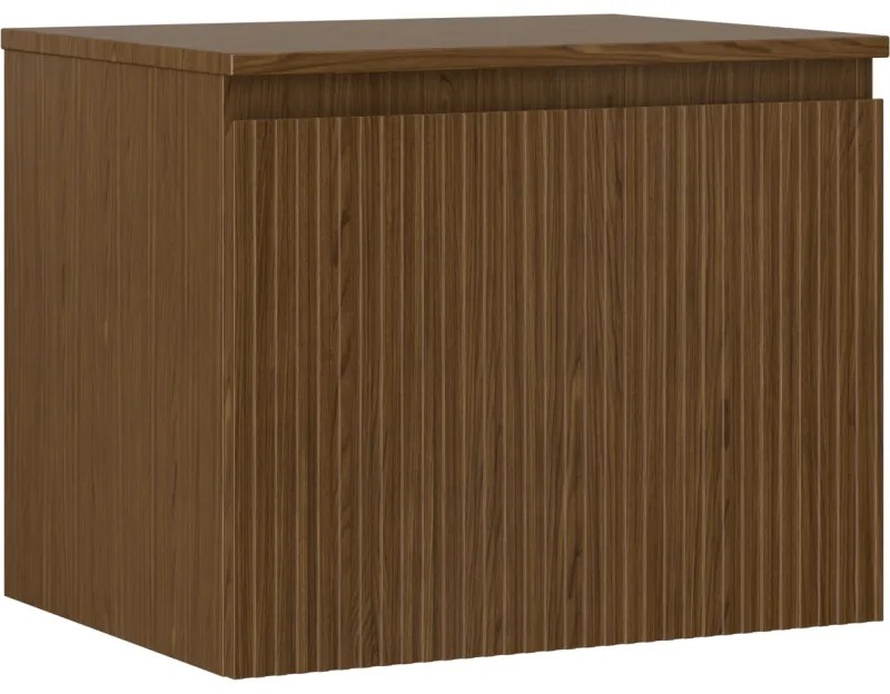 Mexen Rivel szafka łazienkowa podumywalkowa 60 cm z blatem, 1 szuflada, ryflowana , orzech - 91A20-06047-1-BFC86