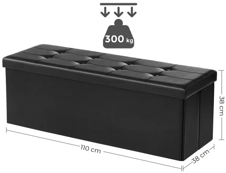 Czarna skórzana pufa z guzikami - Ebro 5X