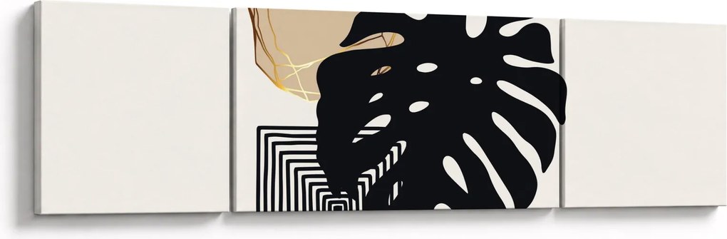 Obraz - Abstrakcja z tropikalnymi liśćmi N⁰2 (170x50 cm)