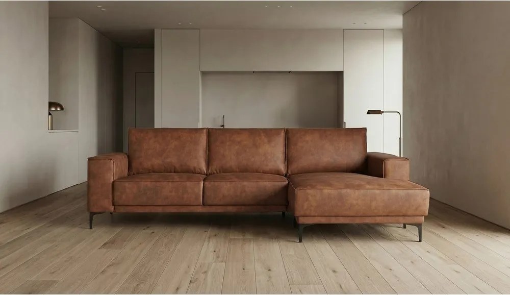 Koniakowy narożnik z imitacji skóry (prawostronny) Copenhagen – Scandic