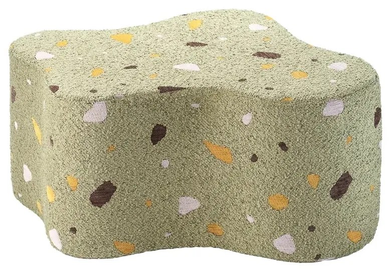 Zielony puf dziecięcy z materiału bouclé/z tkaniny szenilowej Terrazzo Cloud – Wigiwama