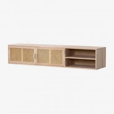 Szafka Rtv 150x35 Cm Ścienna Z Drewna Ralik Naturalna - Sklum