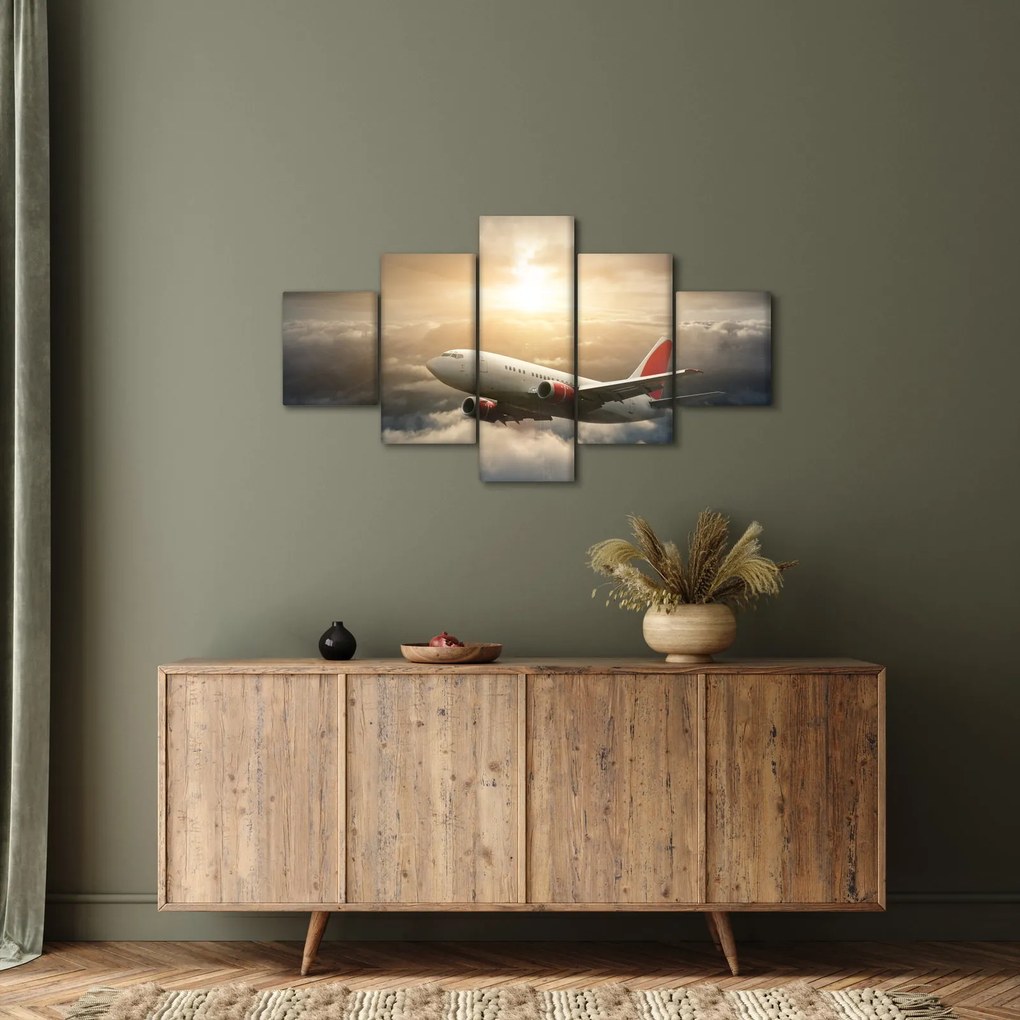 Obraz - Samolot w chmurach (125x70 cm)
