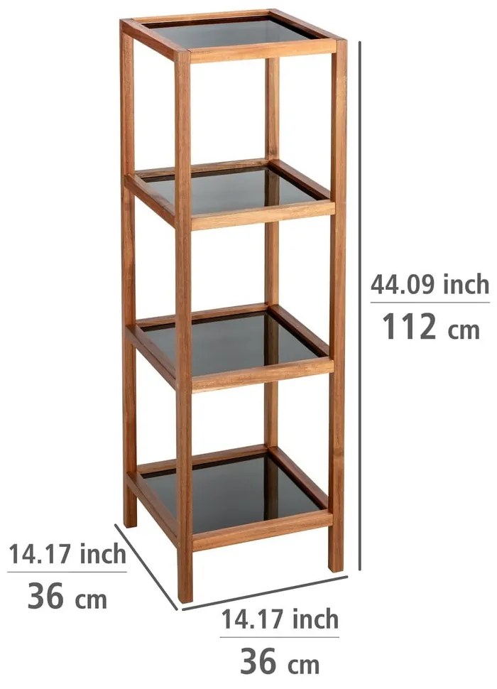 Czarno-naturalny szklany regał łazienkowy 36x112 cm Fondi – Wenko