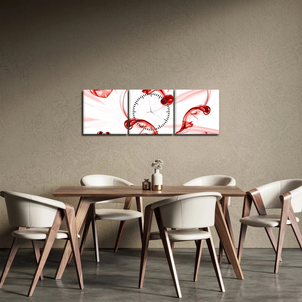 Obraz serce z dymu (z zegarem) (90x30 cm)