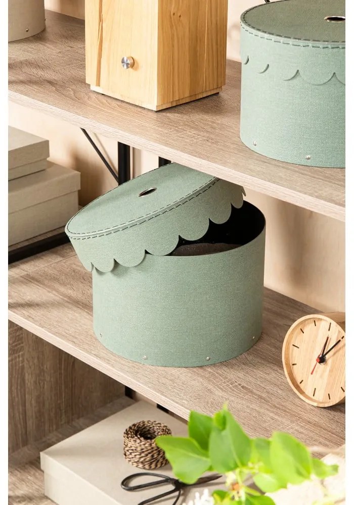 Zielononiebieskie kartonowe pojemniki zestaw 2 szt. z pokrywką ø 26x17,5 cm Wilma Canvas Paper Laminate – Bigso