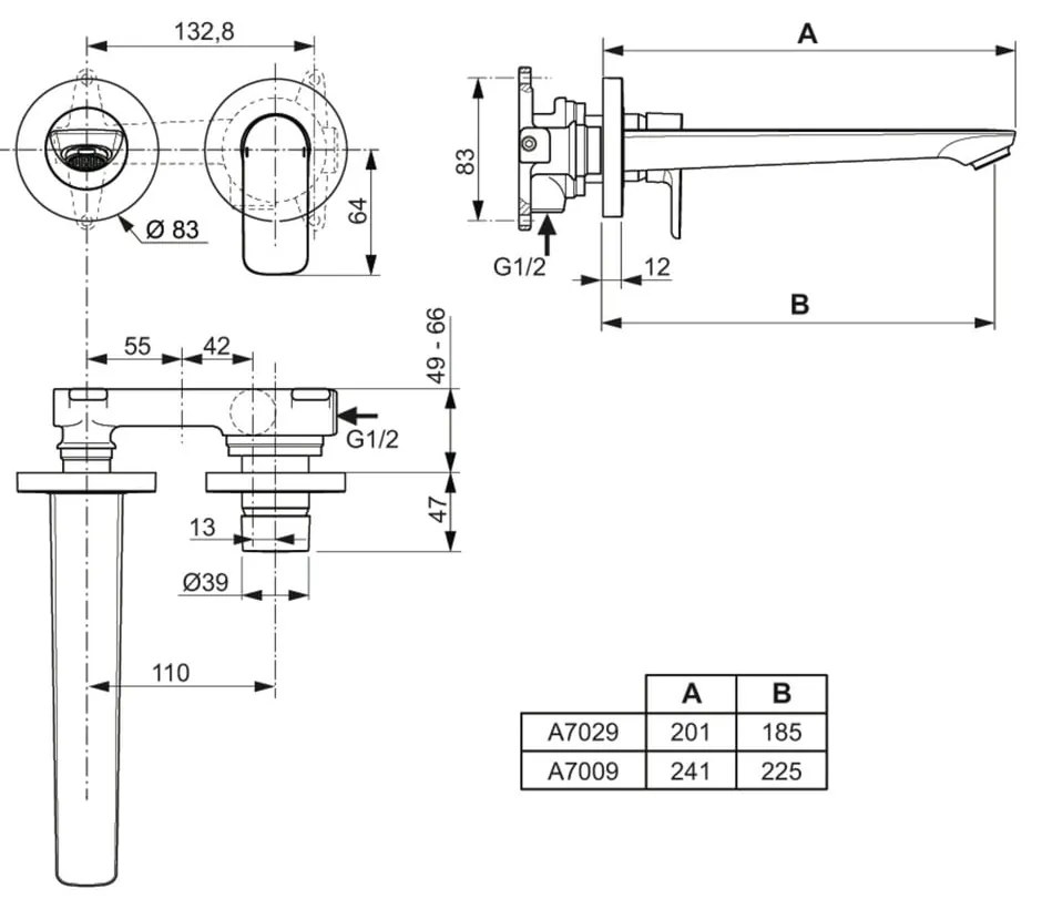 Podtynkowa bateria umywalkowa w kolorze złota Connect Air – Ideal Standard