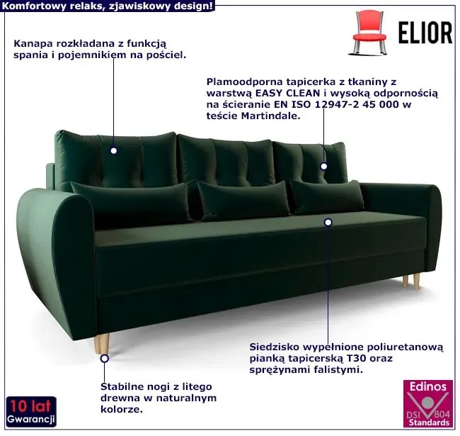 Zielona sofa rozkładana P9-T02