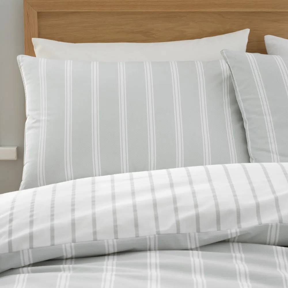 Szara bawełniana pościel jednoosobowa 135x200 cm Ashford Stripe – Bianca