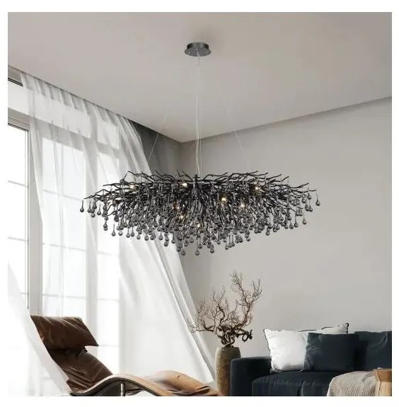 Paul Neuhaus 2031-18 - Żyrandol na linkach ICICLE 15xG9/40W/230V 75x150 cm czarny