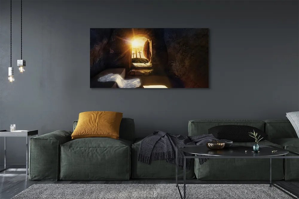 Duży obraz na płótnie Jaskinia, Krzyże i Słońce