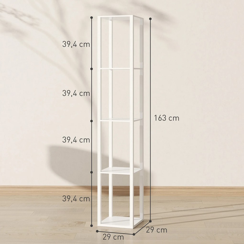 HOMCOM Lampa stojąca LED z półkami, nowoczesna ściemniana lampa stojąca z 3 poziomami jasności i przełącznikiem nożnym, biały | Aosom PL
