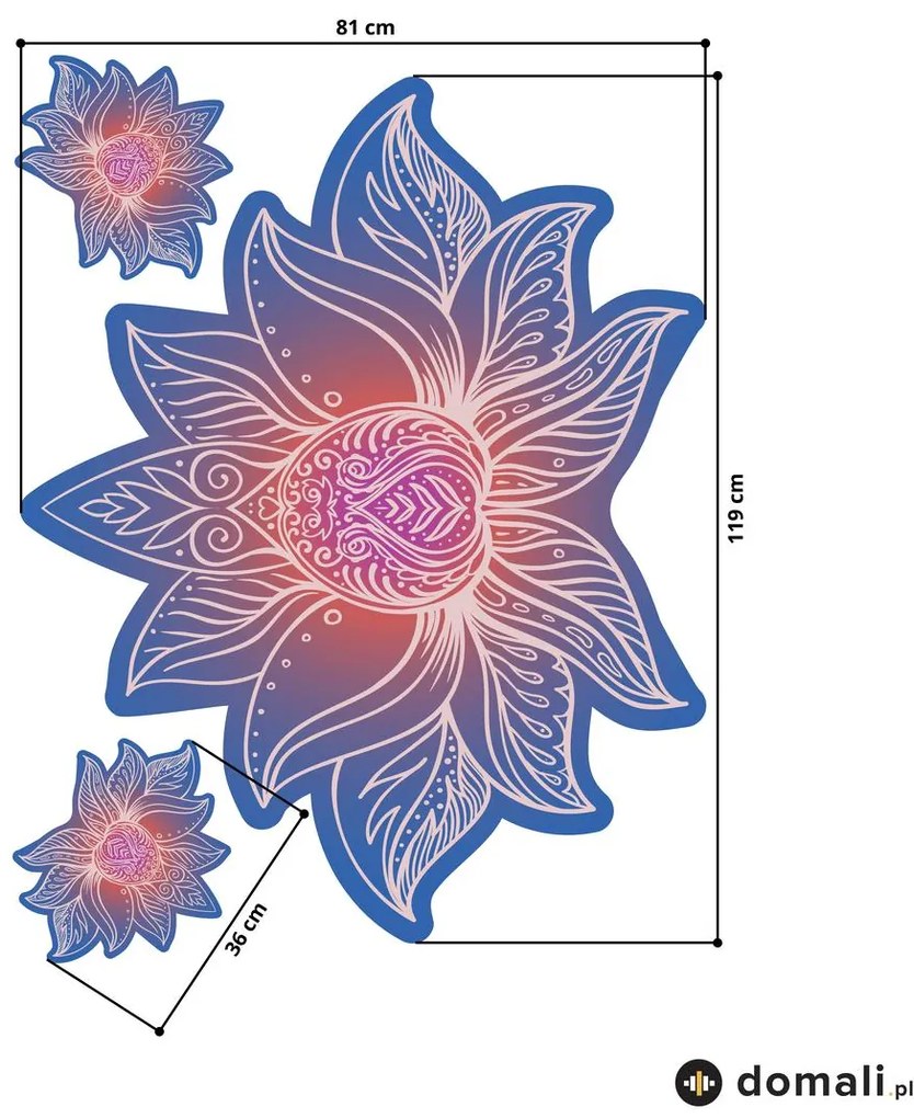 Naklejki na ścianę - Lotosowa mandala niebiesko - czerwona