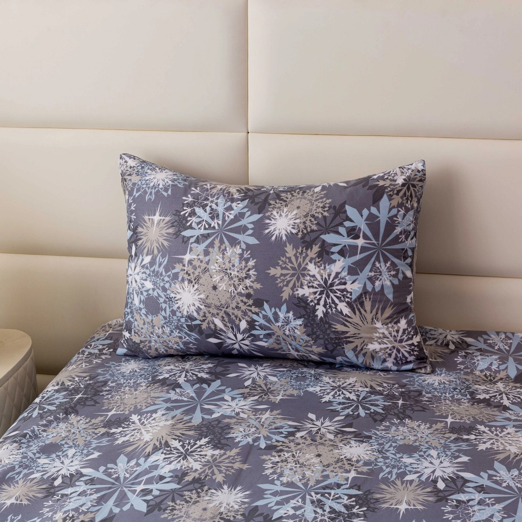 Zestaw 2 sztuk poszewek dekoracyjnych na poduszkę SNOWFLAKE 50x70cm, niebieskoszare