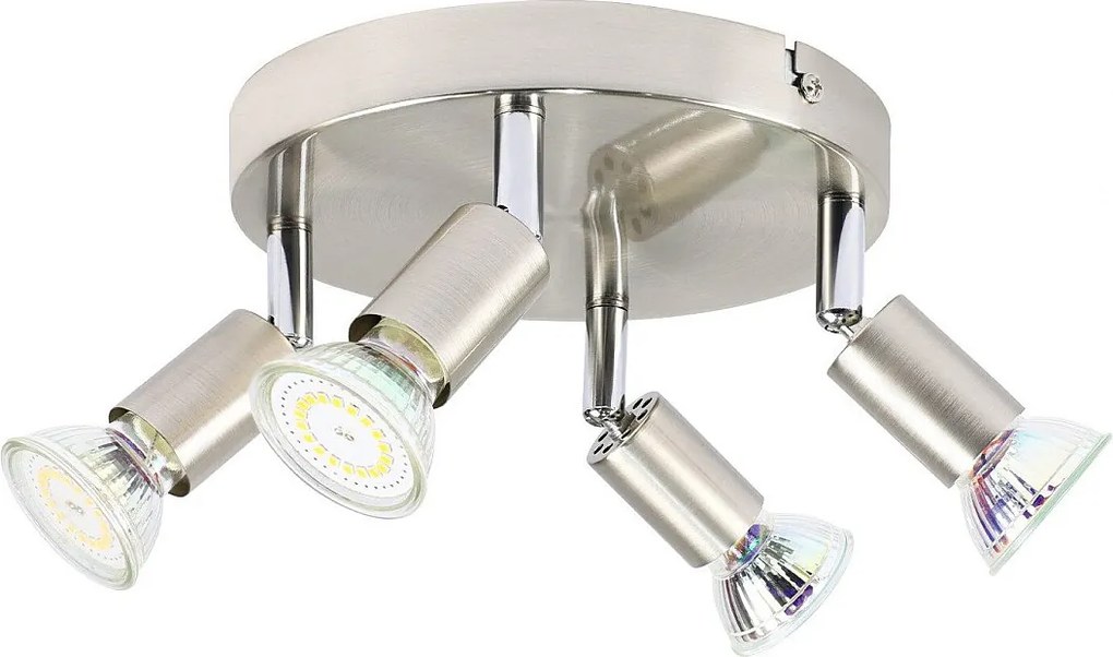 NETTLIFE 4 reflektory sufitowe LED regulowane 350° GU10 w kolorze niklu, nowoczesna lampa do salonu sypialnia kuchnia jadalnia przedpokój max 4x25W