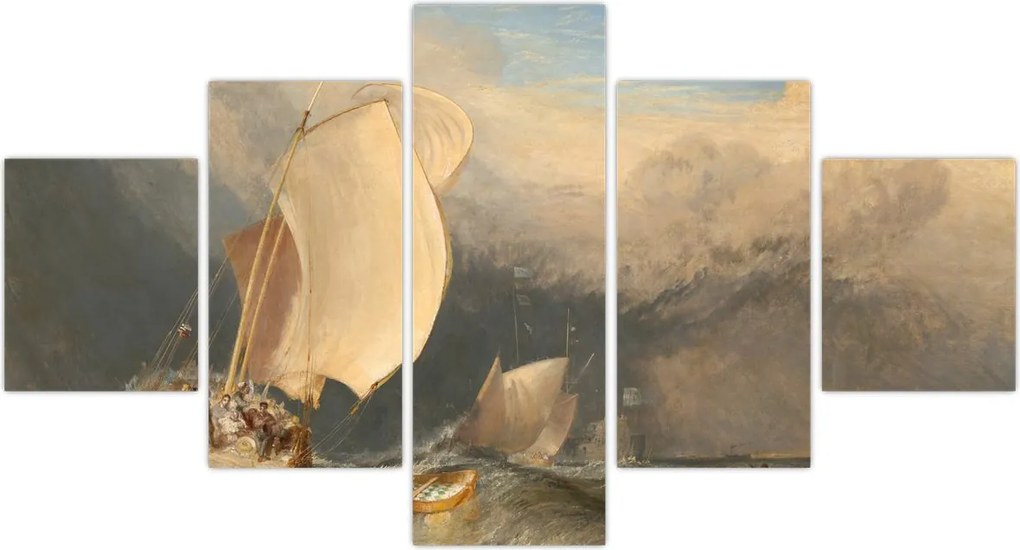 Obraz - William Turner, Fishing Boats with Hucksters Bargaining for Fish, reprodukcje (125x70 cm)