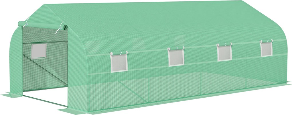 Outsunny Szklarnia Ogrodowa Tunel 6x3x2m Foliowa Ochrona Roślin Zielona | Aosom PL