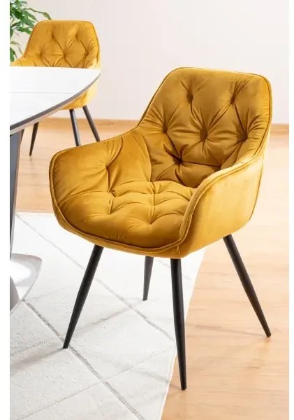 KRZESŁO CHERRY VELVET CZARNY STELAŻ/CURRY BLUVEL 68 SIGNAL