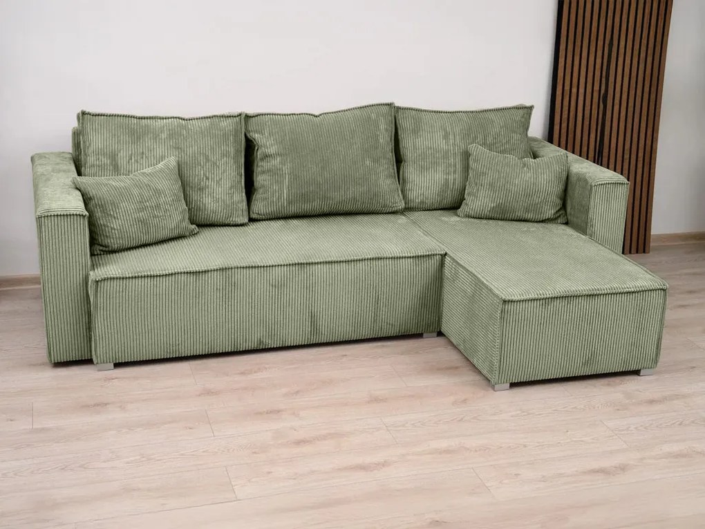 Rozkładana narożna sofa SMART COSARO miętowa, dwustronna + 2 poduszki GRATIS
