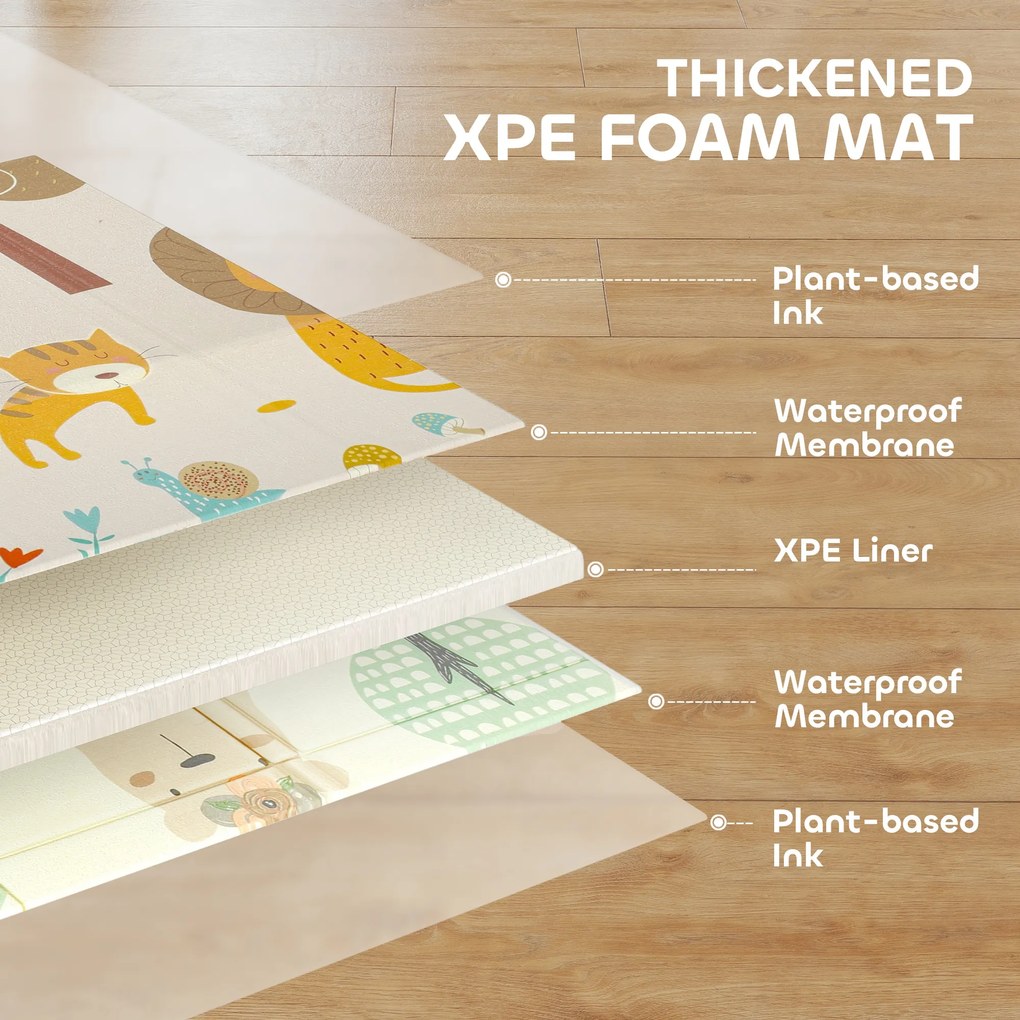 AIYAPLAY Mata do zabawy Baby 196 x 176 x 1,5 cm składana Dwustronna mata do raczkowania Wielokolorowa