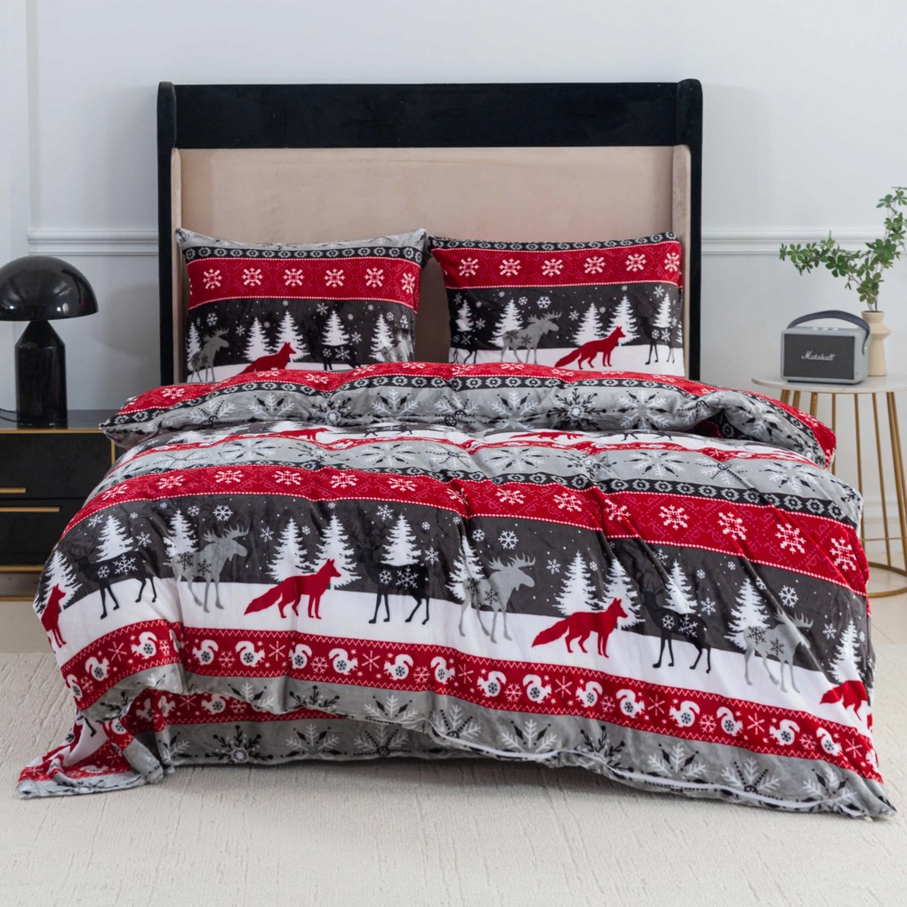 PrzytulneMieszkanie.pl PrzytulneMieszkanie.pl Pościel z mikropluszu SNOWY FOREST szara Rozmiar pościeli: 70 x 90 cm | 140 x 200 cm