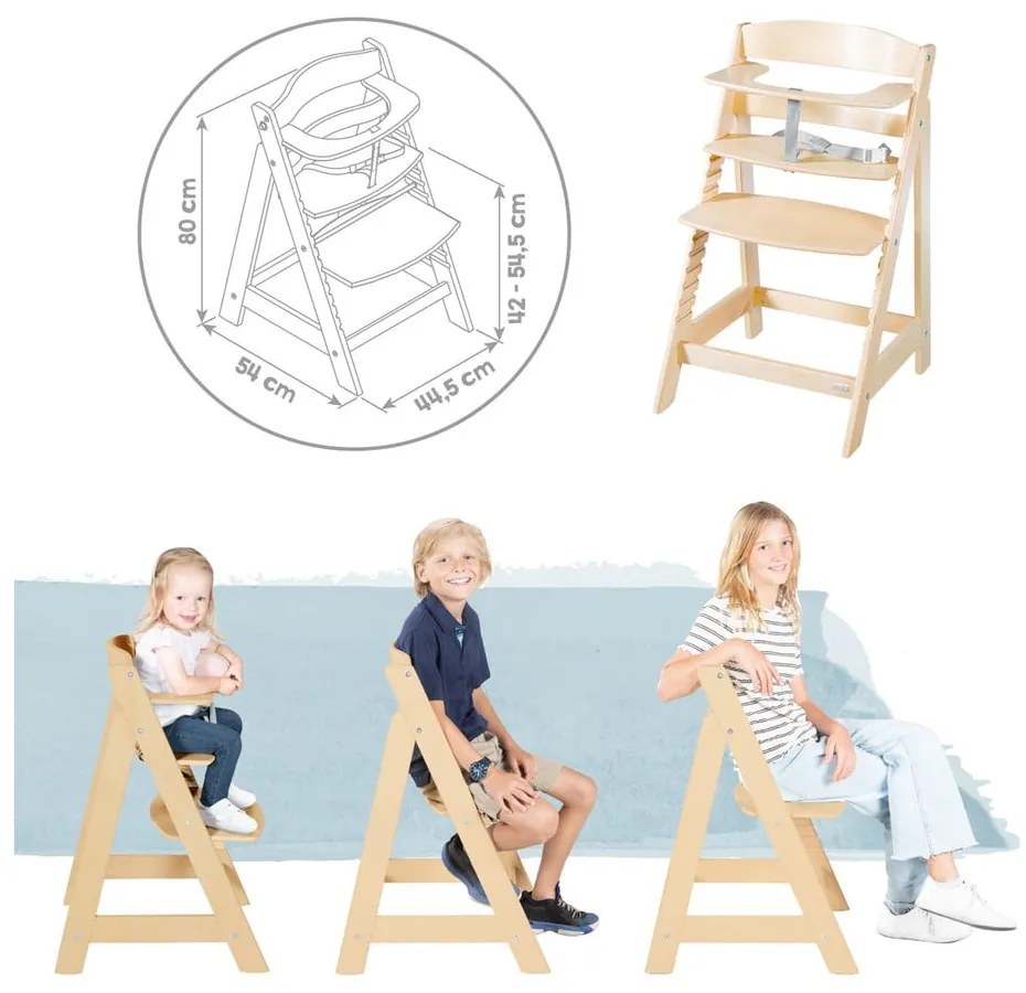 Beżowo-naturalne krzesełko do karmienia Born Up 2in1 Luxe – Roba