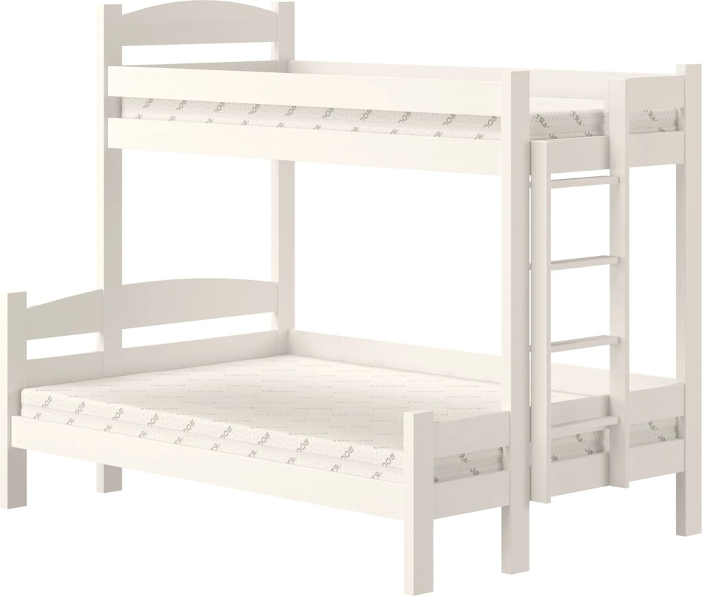 Łóżko piętrowe Lovic 80x200/140x200 z szufladami prawostronne - biały