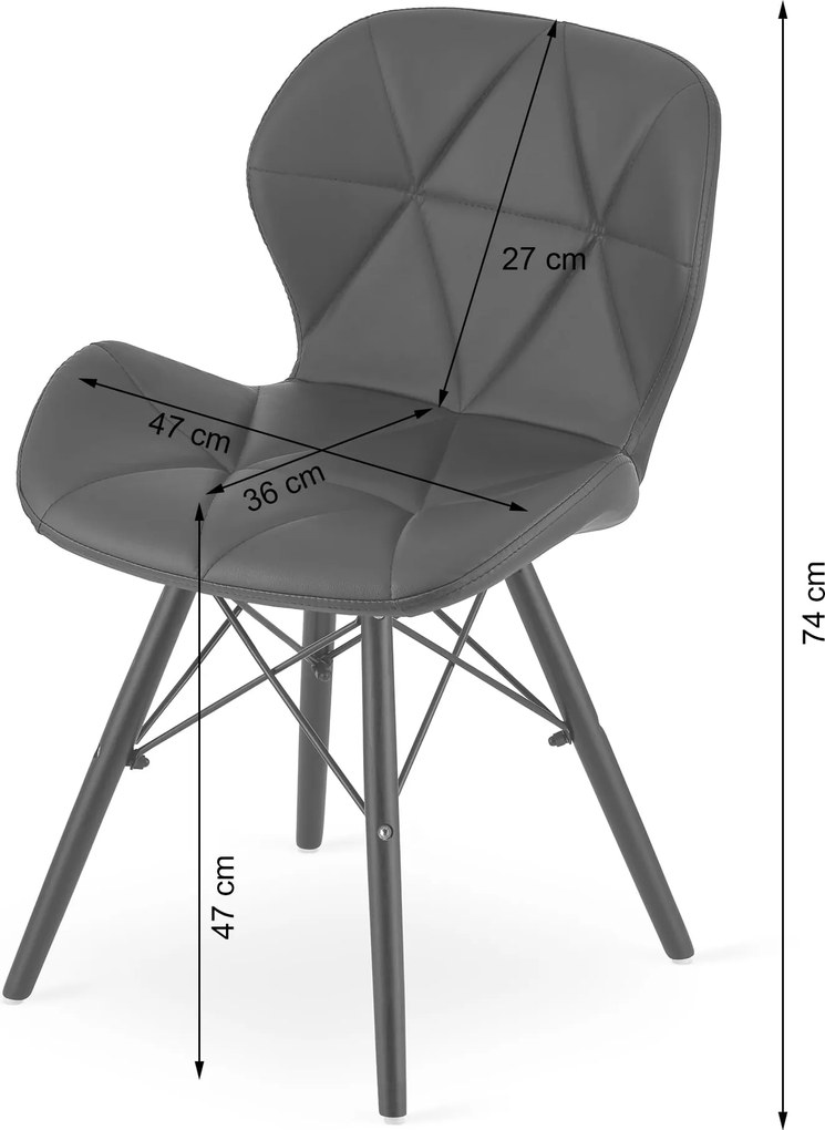 Krzesło LAGO ekoskóra - szaro-białe / nogi czarne