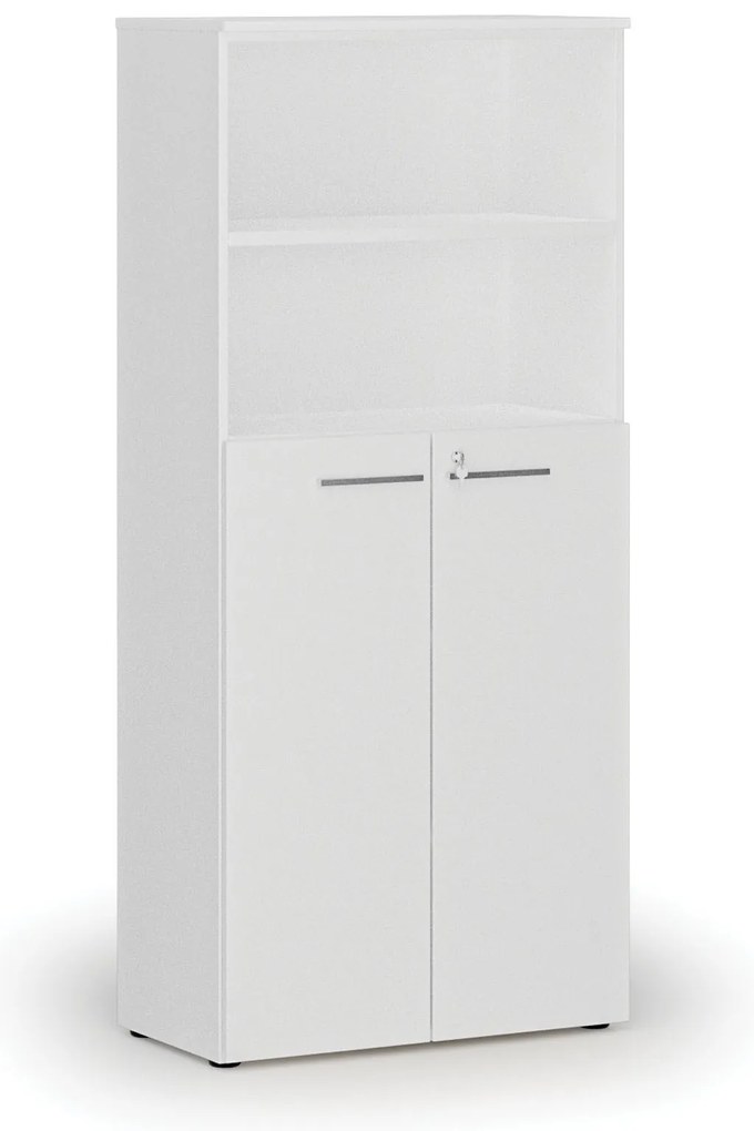 Szafa biurowa kombinowana PRIMO WHITE, drzwi na 3 poziomach, 800 x 420 x 1781 mm, biały