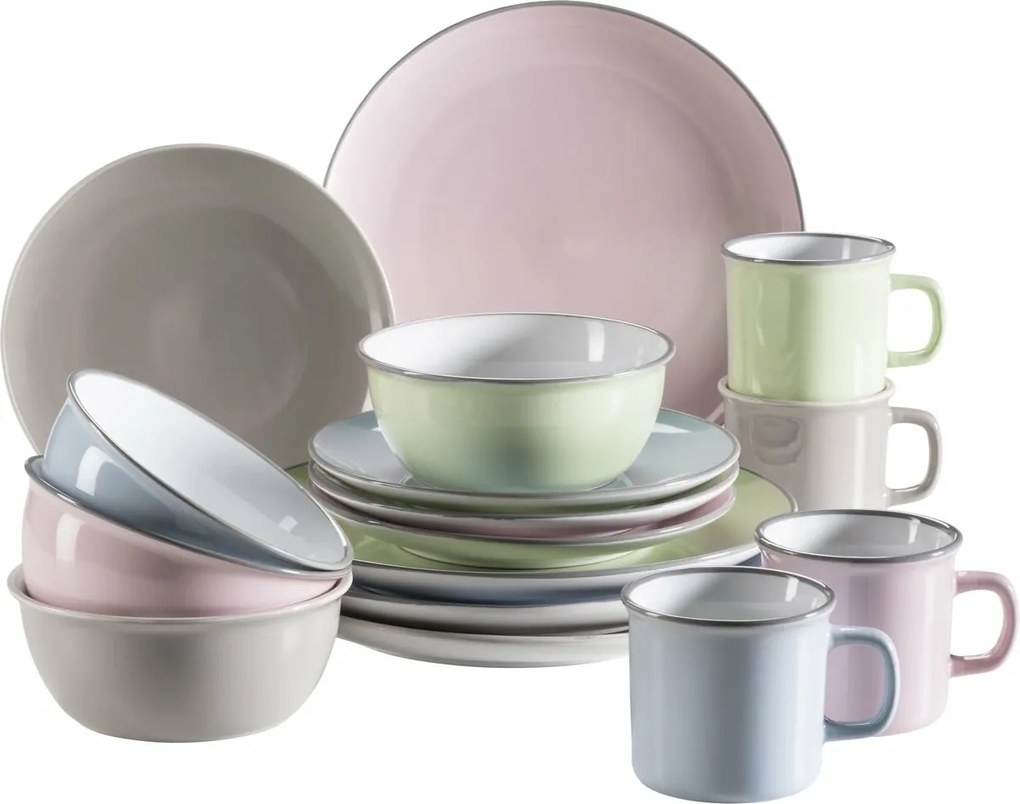 Zestaw naczyń stołowych Mäser 16 szt. MAILA –jasnoniebieski mix