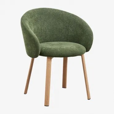 Tapicerowane Krzesło Jadalniane Nairea Natural Wood & Szenil Sage Green - Sklum