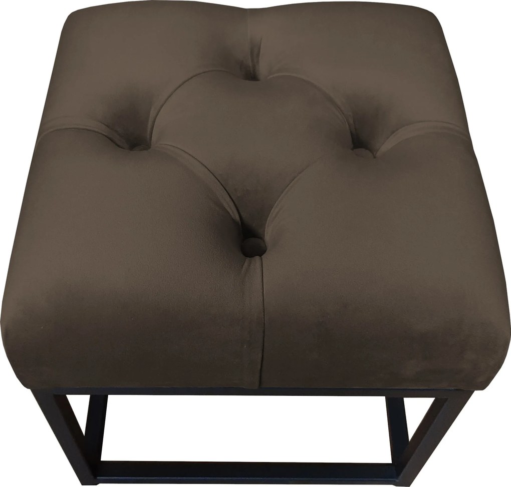 Pufa CHESTERFIELD tkanina Welur loft ławka podnóżek metal : Kolor Stelaża - Czarny , Kolor tkaniny - VELVET - MG05, Typ tkaniny - Velvet