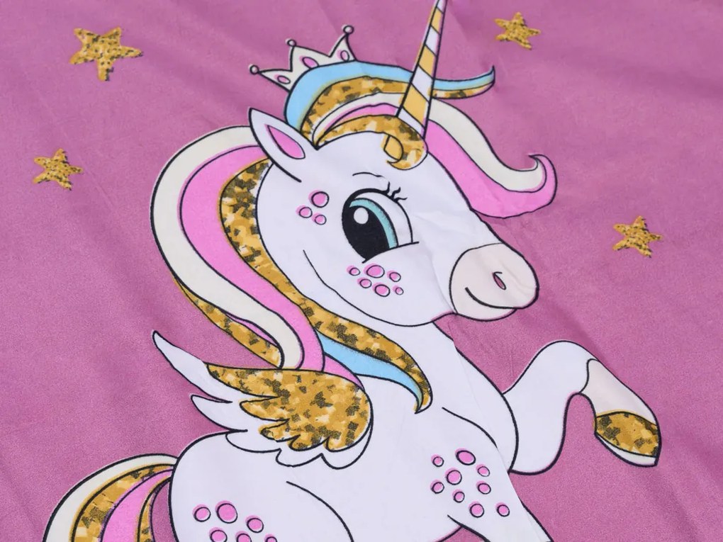 PrzytulneMieszkanie.pl PrzytulneMieszkanie.pl Pościel dziecięca JEDNOROŻEC fioletowa Rozmiar pościeli: 70 x 80 cm | 140 x 200 cm