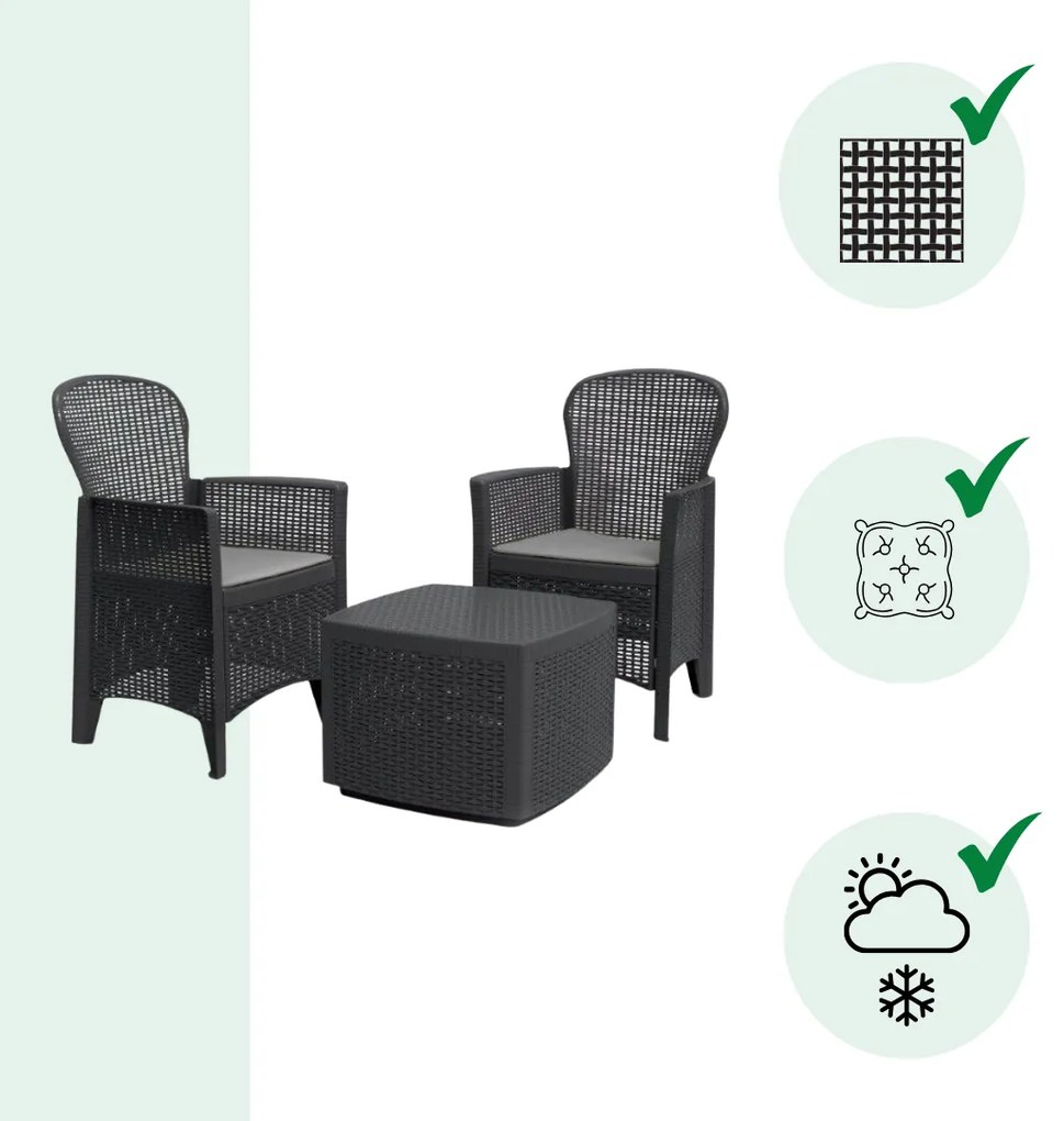 Zestaw ogrodowy TREE, 3-częściowy, antracytowy I.P.A.E-Progarden