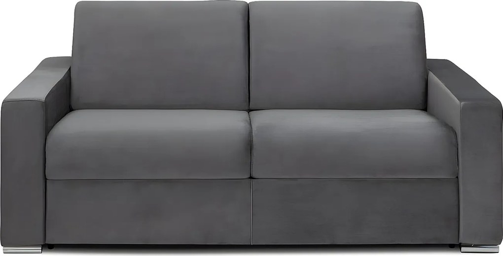 Kanapa 3-osobowa z ekspresowym mechanizmem rozkładania z weluru CALITO - Antracytowy - Wymiary miejsca do spania: 140 cm - Materac 14 cm z pamięcią kształtu
