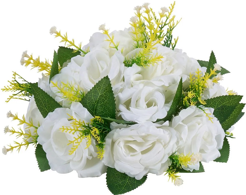 Sztuczne Kule Kwiatowe SucceBuy, Zestaw 10 szt., 24 cm, Kompozycje z Sztucznych Białych Róż, Dekoracyjne Sztuczne Kwiaty do Dekoracji Stołu