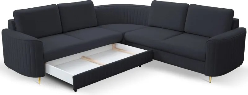 Narożnik LAREN nowoczesna sofa z funkcją spania pojemnik na pościel lewa strona CASTEL 79 251x251x85 cm