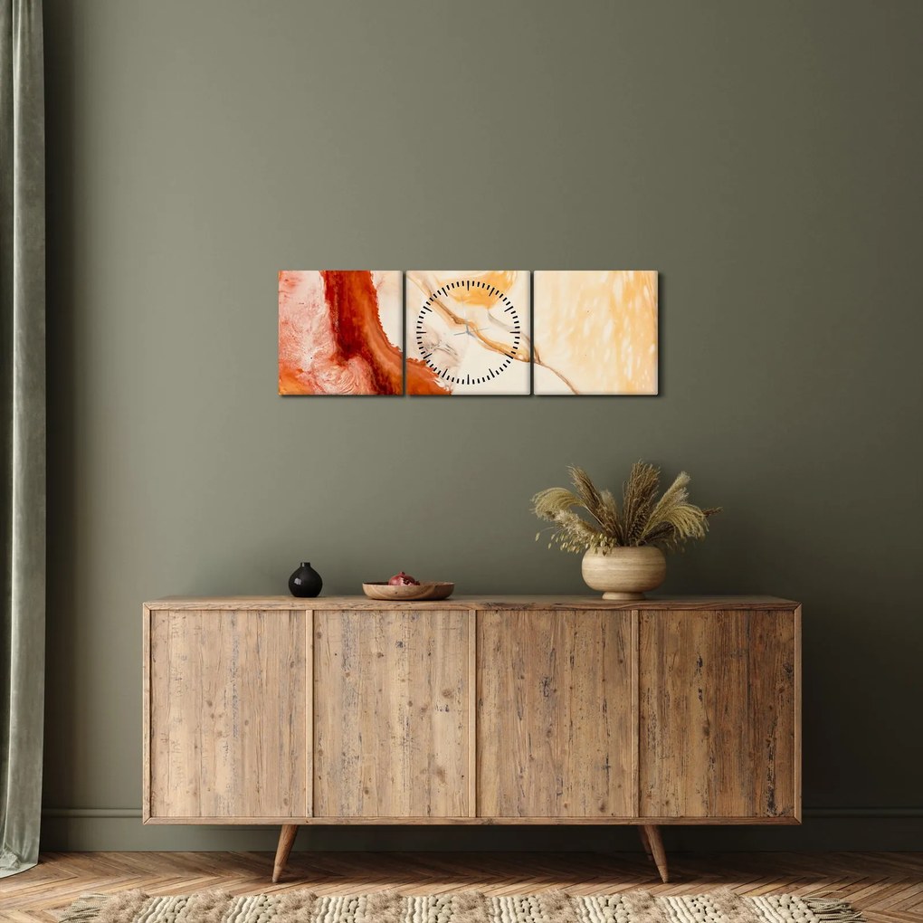 Obraz - Malarstwo abstrakcyjne (z zegarem) (90x30 cm)