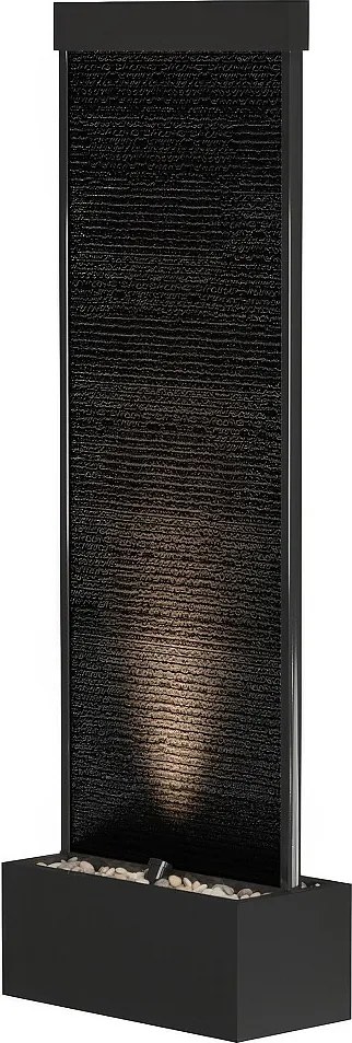 Fontanna zewnętrzna ze stali nierdzewnej i szkła z oświetleniem LED – wys. 120 cm – Czarny – BULBIE