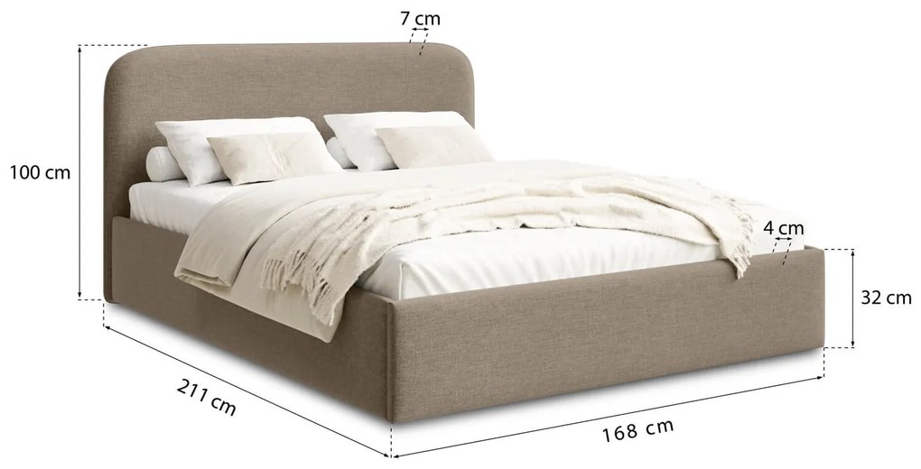 Łóżko Pure 160x200, tkanina WIND 11, stelaż metalowy (bezmateraca)