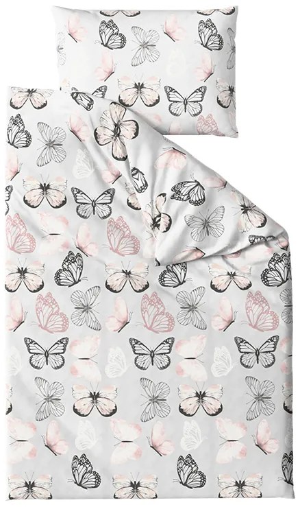 PrzytulneMieszkanie.pl PrzytulneMieszkanie.pl Pościel z mikrofibry MY BUTTERFLY jasnoszara Rozmiar pościeli: 70 x 90 cm | 140 x 200 cm