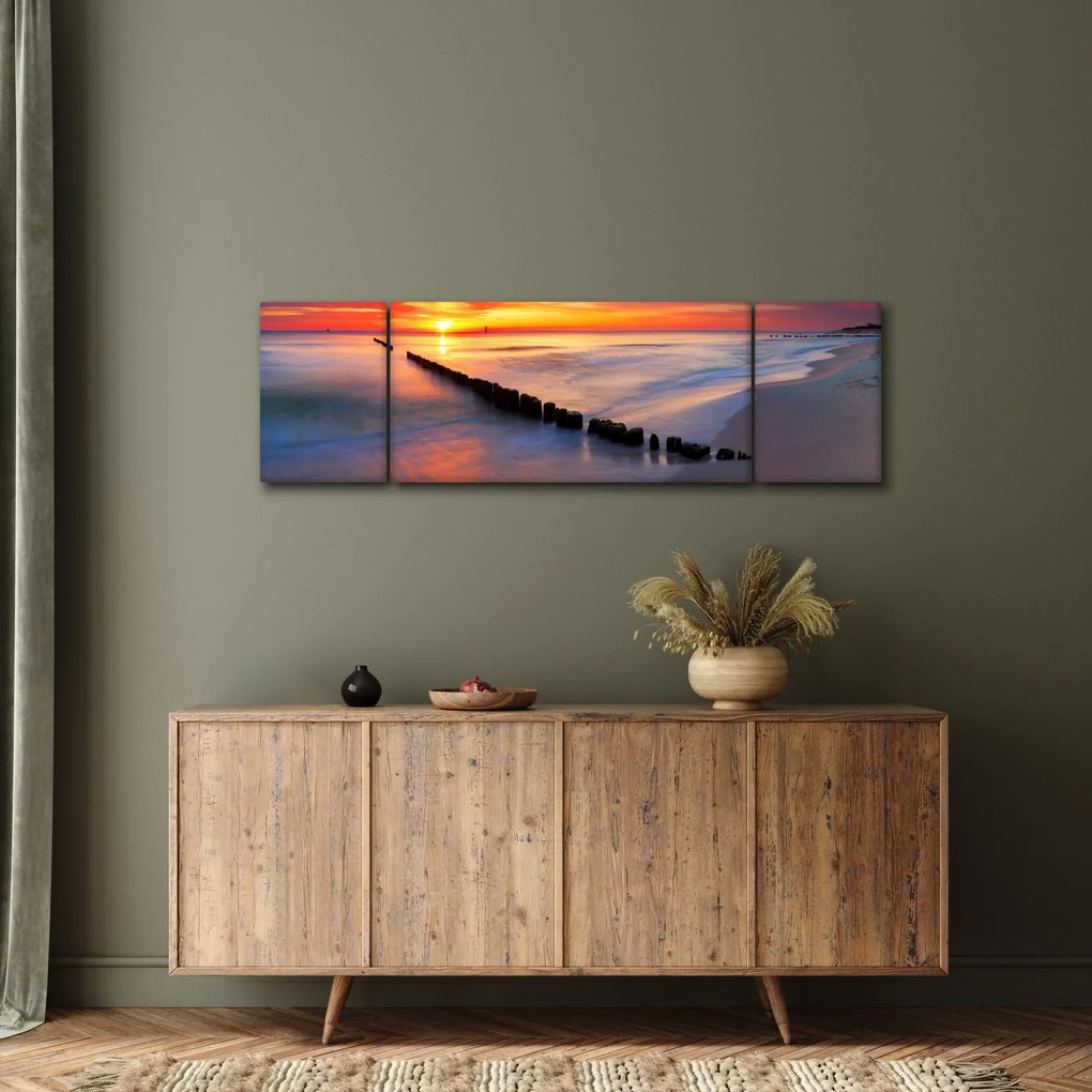 Obraz - Sunset, Baltic Sea, Poland (170x50 cm)