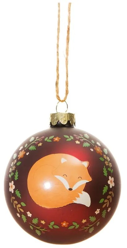 Szklana bombka wykonana ręcznie ø 8 cm Woodland Fox – Sass &amp; Belle