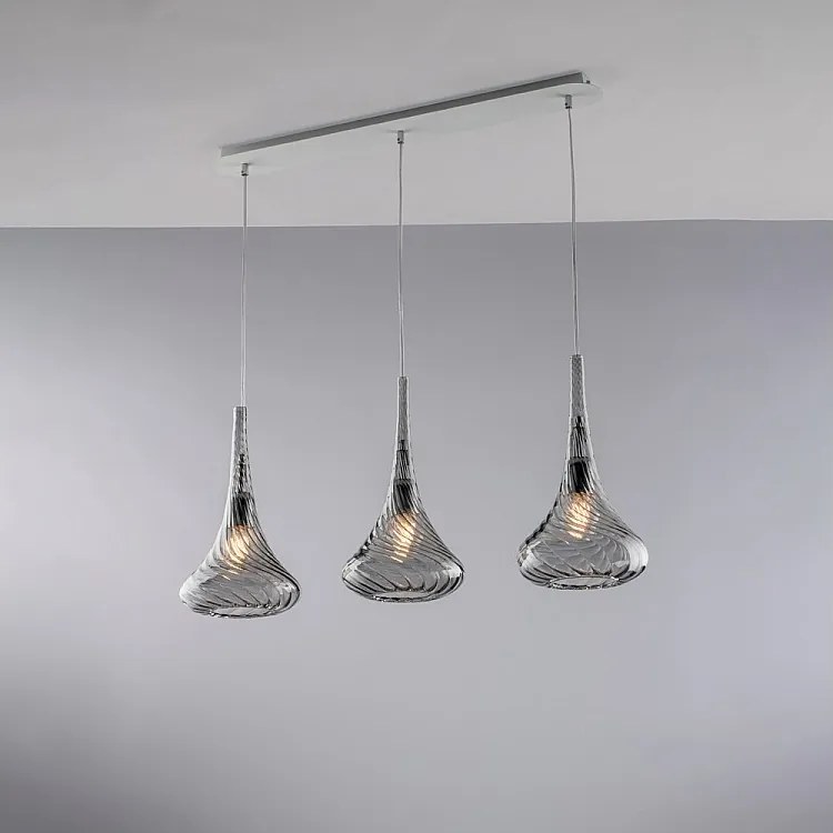 Szyny Nemesis Iron z szarym szkłem Pyrex, 3 światła, dł. 75 x 10, BL280-BIN3-GR