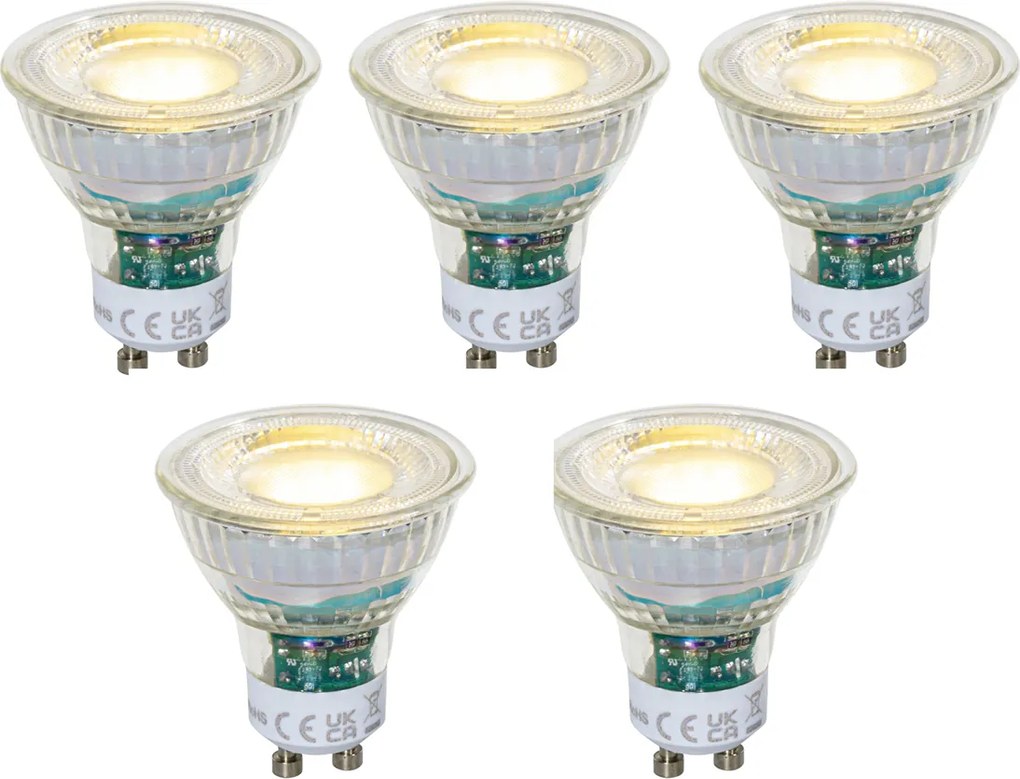 Zestaw 5 ściemnialnych przezroczystych żarówek LED GU10 50mm 2,5W 450 lm 3000K