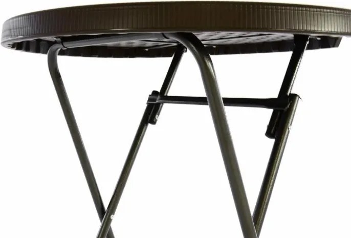 Ogrodowy barowy stół okrągły z ratanowym wzorem 110 cm - brązowy